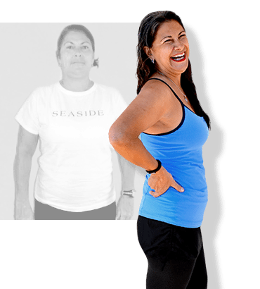 Before & after weight loss results for PFC camper Paula